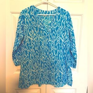 Turquoise and white Summer Tunic Top